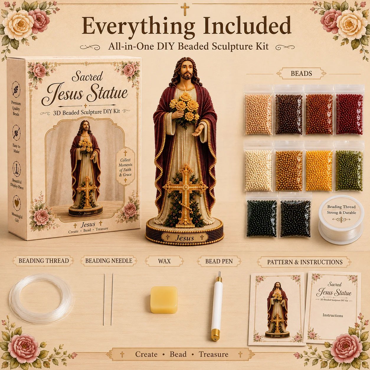 ✝️Sacred Jesus&mary Statue 3D Beaded DIY Kit💕