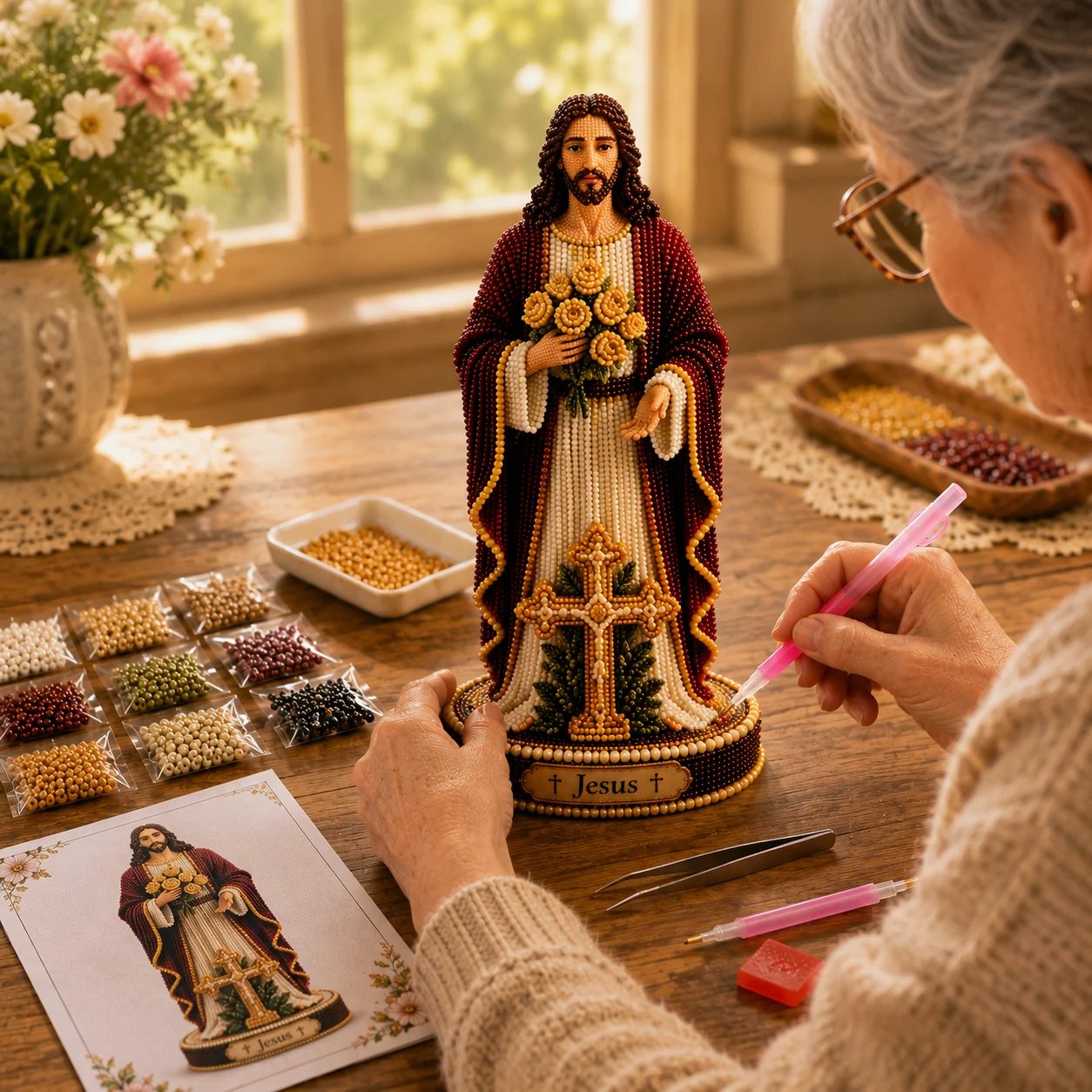 ✝️Sacred Jesus&mary Statue 3D Beaded DIY Kit💕