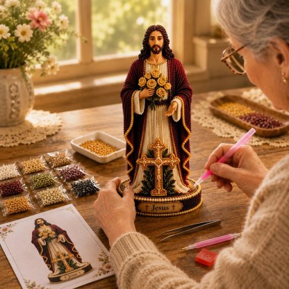 ✝️Sacred Jesus&mary Statue 3D Beaded DIY Kit💕
