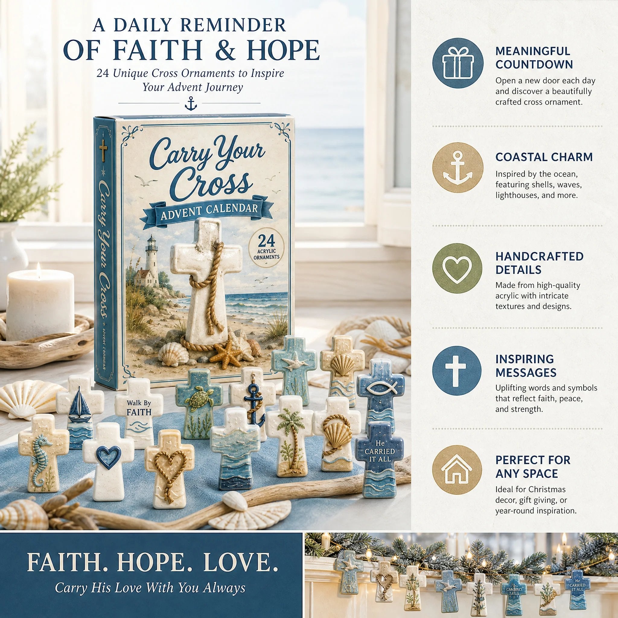Faith Crosses Advent Calendar 2026 – 24 Acrylic Charm Surprises