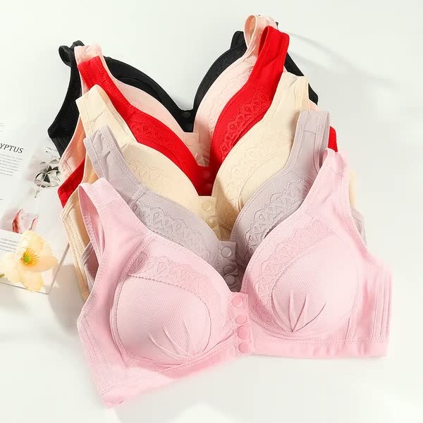 👙 50% RABATT! 🌸 Atmungsaktiver Baumwoll-BH mit Knopfleiste – Einfaches An- und Ausziehen, Weicher Tragekomfort & Anpassbarer Halt 🎀