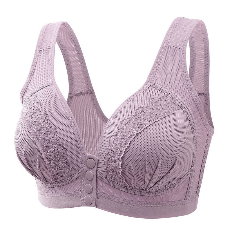 👙 50% RABATT! 🌸 Atmungsaktiver Baumwoll-BH mit Knopfleiste – Einfaches An- und Ausziehen, Weicher Tragekomfort & Anpassbarer Halt 🎀