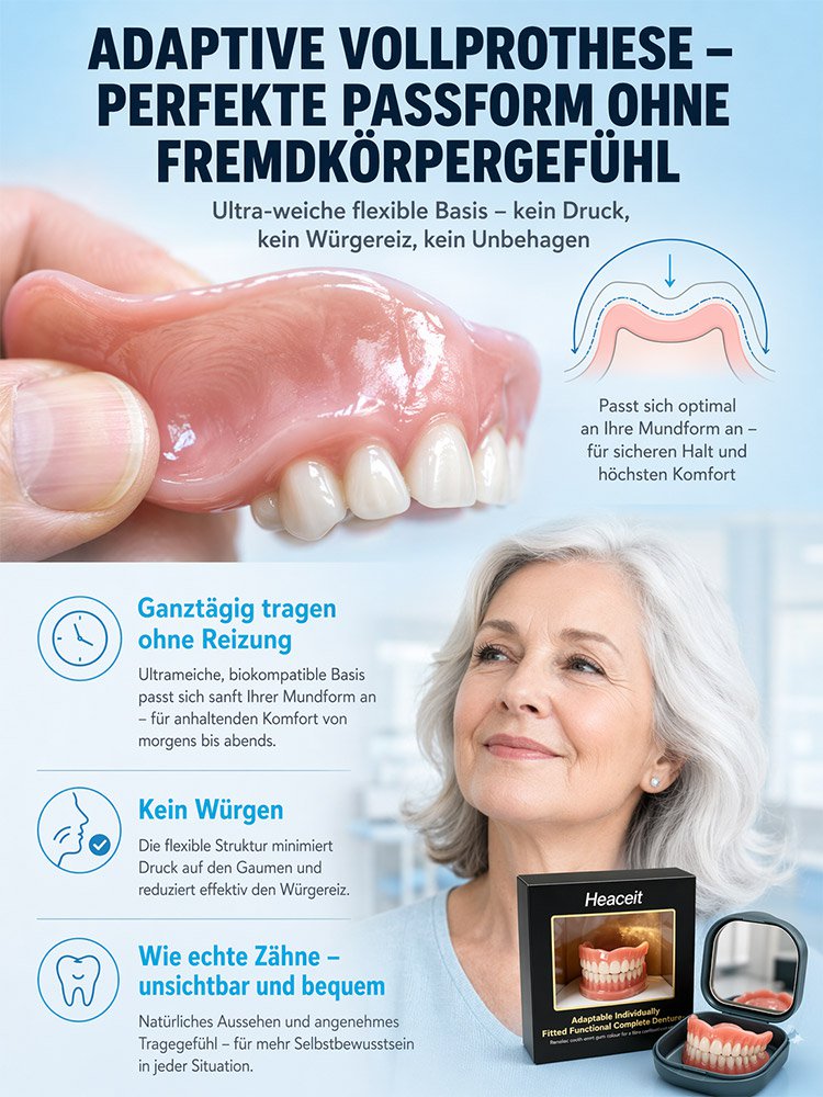 【 Empfohlen von Münchener Experten 】Inklusive tragbarem Zahnersatzbehälte | Ohne Haftcreme
