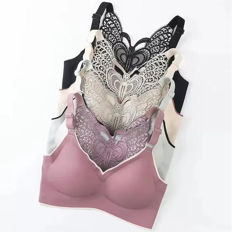 🎁Angebot: 50 % Rabatt⏳BH ohne Bügel mit Schmetterlingsstickerei