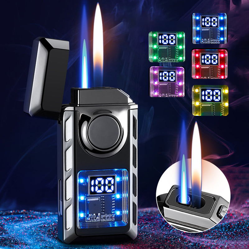 🔥2026 Neue Produktauflistung - Multifunktionales Doppelflammen-Feuerzeug mit farbigen Lichtern