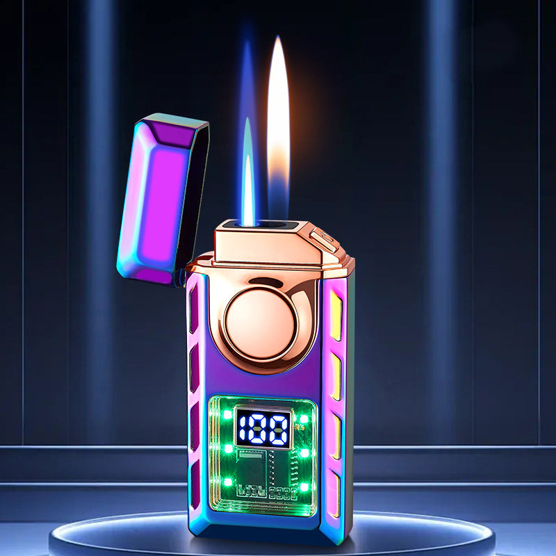 🔥2026 Neue Produktauflistung - Multifunktionales Doppelflammen-Feuerzeug mit farbigen Lichtern