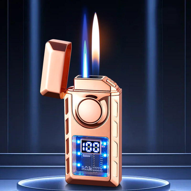 🔥2026 Neue Produktauflistung - Multifunktionales Doppelflammen-Feuerzeug mit farbigen Lichtern