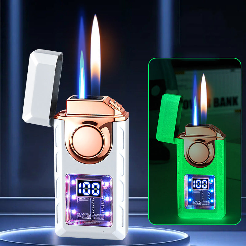🔥2026 Neue Produktauflistung - Multifunktionales Doppelflammen-Feuerzeug mit farbigen Lichtern