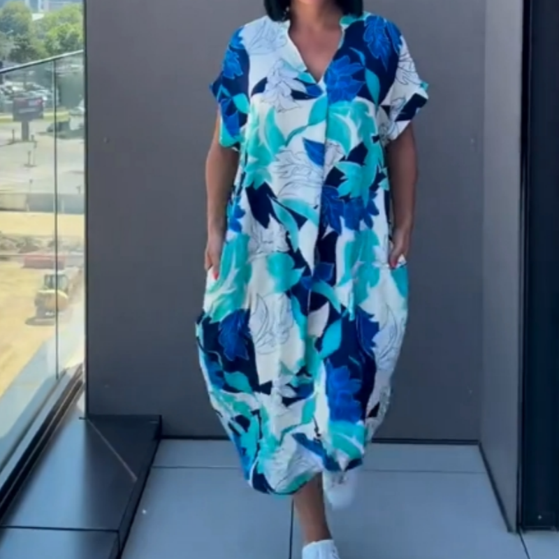 ✨ Bedrucktes Freizeitkleid für Damen mit V-Ausschnitt, elegant (🔥50 % RABATT)