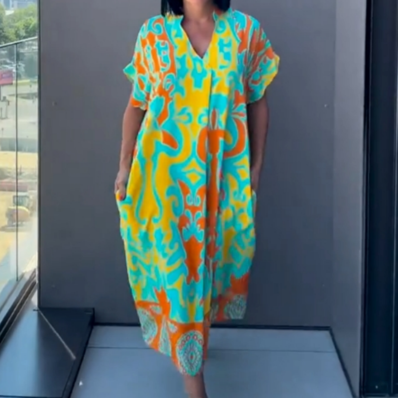 ✨ Bedrucktes Freizeitkleid für Damen mit V-Ausschnitt, elegant (🔥50 % RABATT)
