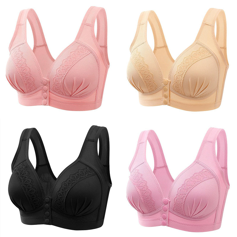 👙 50% RABATT! 🌸 Atmungsaktiver Baumwoll-BH mit Knopfleiste – Einfaches An- und Ausziehen, Weicher Tragekomfort & Anpassbarer Halt 🎀