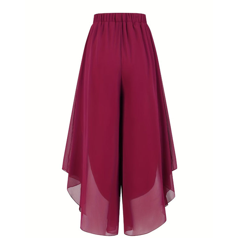 Damen Chiffon-Hose mit weitem Bein – Asymmetrisch & Elegant ✨ Für Alltag & Urlaub