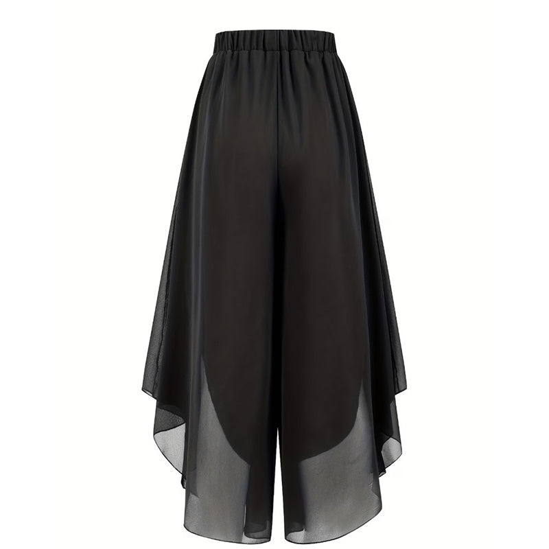Damen Chiffon-Hose mit weitem Bein – Asymmetrisch & Elegant ✨ Für Alltag & Urlaub