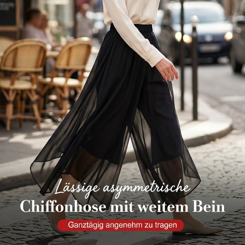 Damen Chiffon-Hose mit weitem Bein – Asymmetrisch & Elegant ✨ Für Alltag & Urlaub