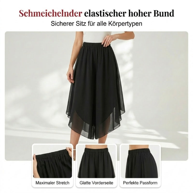 Damen Chiffon-Hose mit weitem Bein – Asymmetrisch & Elegant ✨ Für Alltag & Urlaub