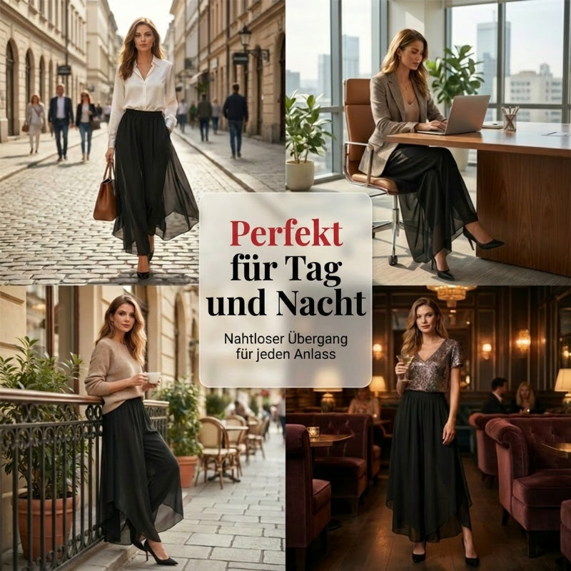 Damen Chiffon-Hose mit weitem Bein – Asymmetrisch & Elegant ✨ Für Alltag & Urlaub