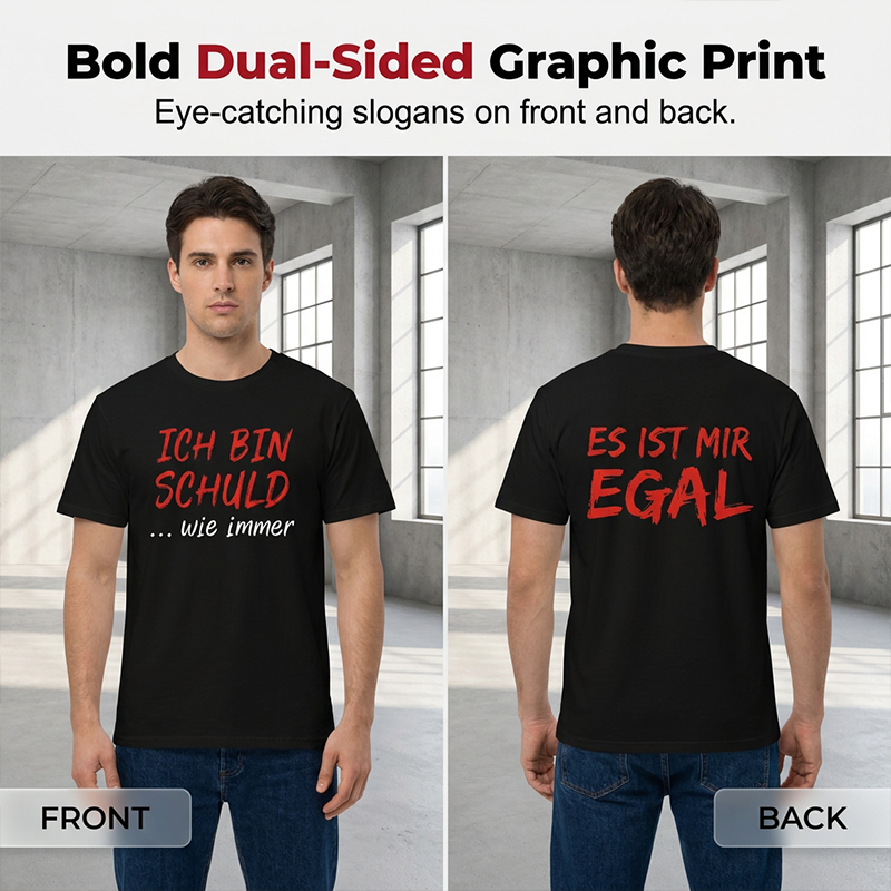 🔥Solange der Vorrat reicht 56 % Rabatt!🎉Witziges deutsches Slogan-T-Shirt für Herren, schwarz, Kurzarm, Rundhalsausschnitt