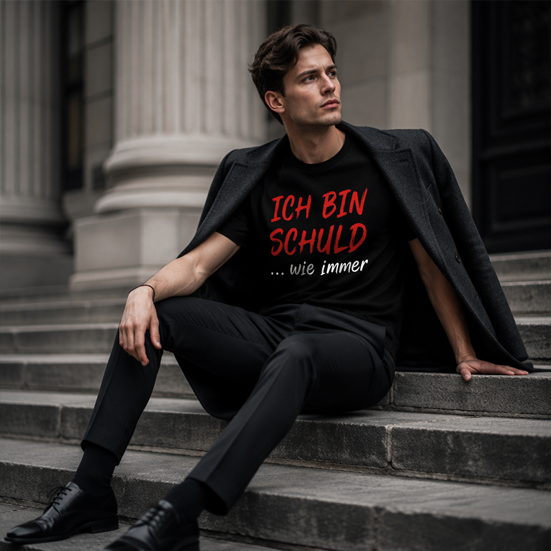 🔥Solange der Vorrat reicht 56 % Rabatt!🎉Witziges deutsches Slogan-T-Shirt für Herren, schwarz, Kurzarm, Rundhalsausschnitt