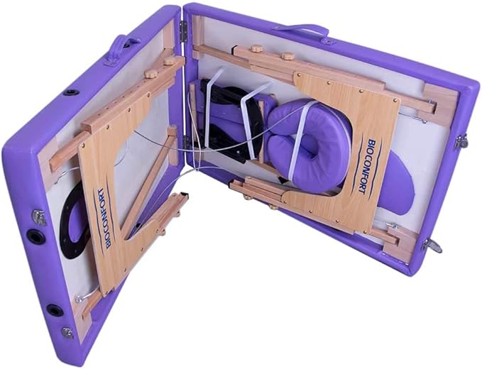 Cama Masaje Camilla 180X60cm Plegable Reclinable Portatil Fisioterapia Faciales Cabecera Portabrazos Tatuaje Tattoo Ligera SPA (Morado)