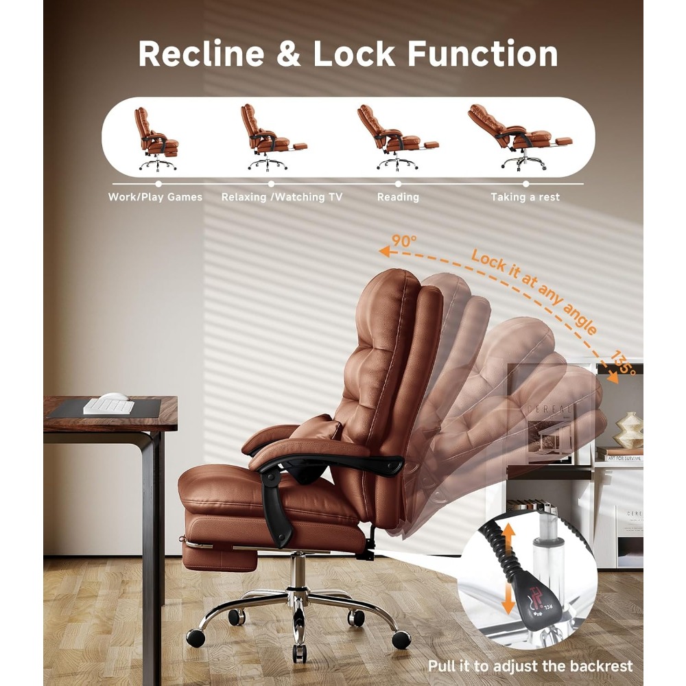 Silla de oficina, silla de escritorio para personas grandes y altas, silla de oficina ergonómica