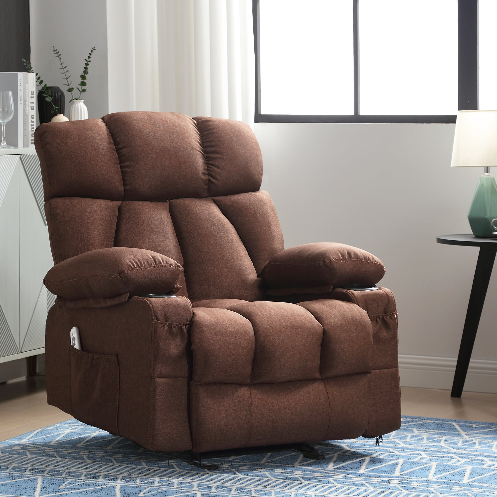 Sillón reclinable manual con terapia de calor y función de masaje, sillón de masaje con mecanismo reclinable de alta resistencia