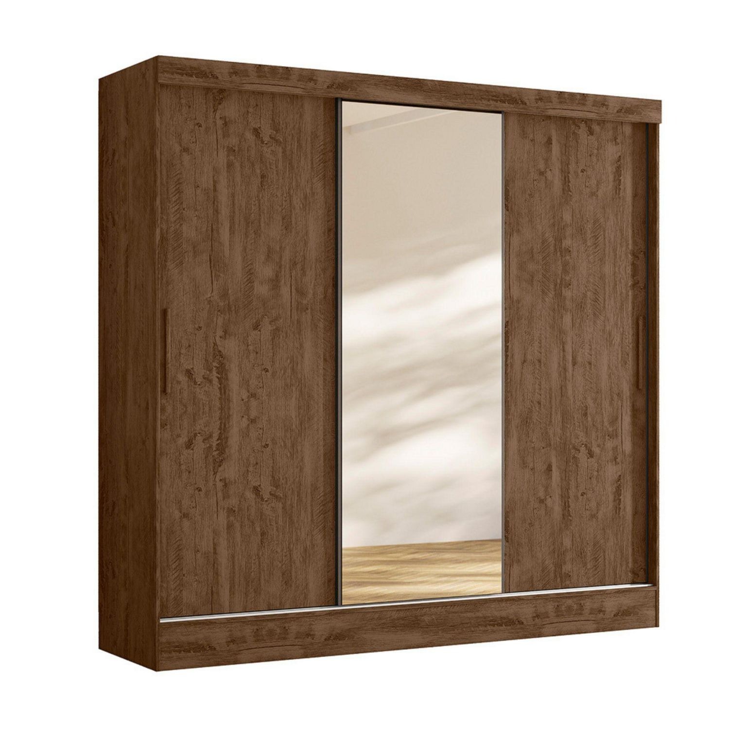 Armario Paris 3 Puertas 2 Cajones con Espejo 185x52x182 cm Nogal