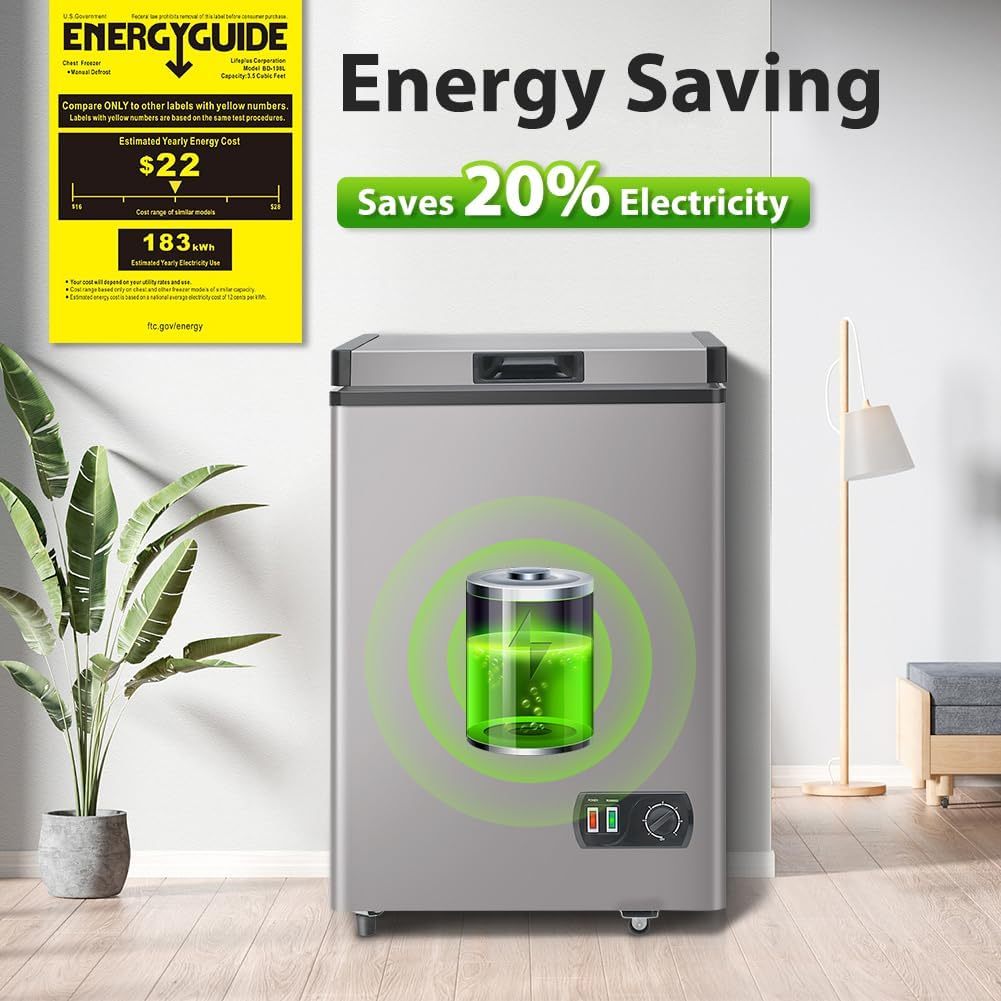 Congelador de pecho pequeÃ±o, 3.8 pies cÃºbicos, puerta superior con cesta extraÃ­ble