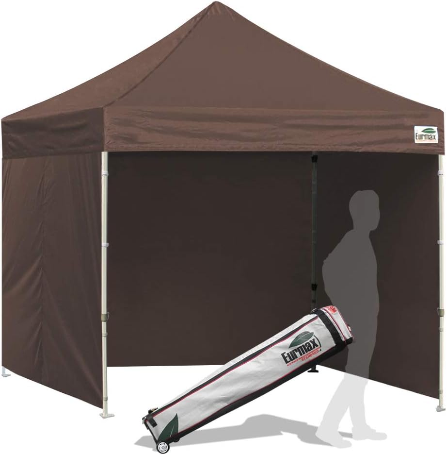 Carpa comercial instantánea con dosel emergente de 8'x8' con 4 paredes laterales extraíbles con cremallera y bolsa con ruedas, además de 4 bolsas de arena adicionales.