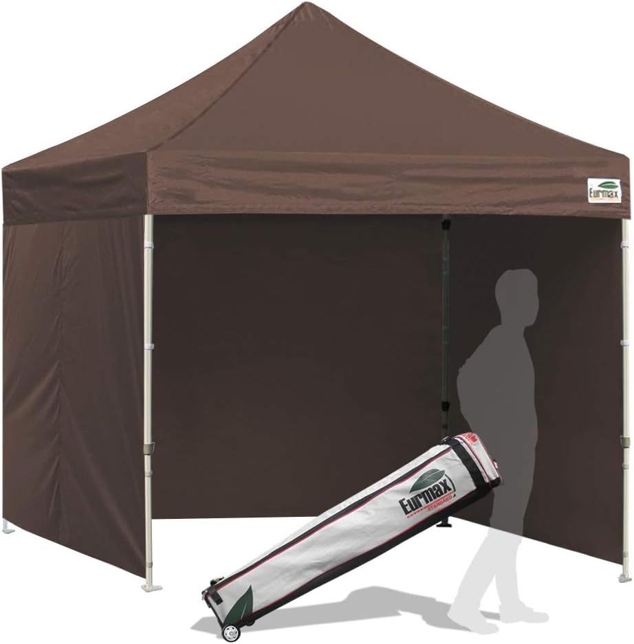Carpa comercial instantánea con dosel emergente de 8'x8' con 4 paredes laterales extraíbles con cremallera y bolsa con ruedas, además de 4 bolsas de arena adicionales.
