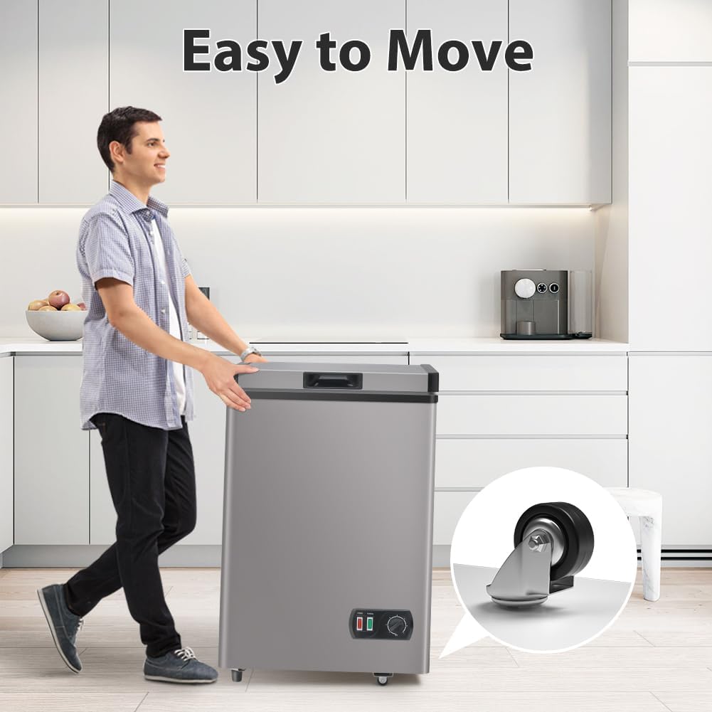 Congelador de pecho pequeÃ±o, 3.8 pies cÃºbicos, puerta superior con cesta extraÃ­ble