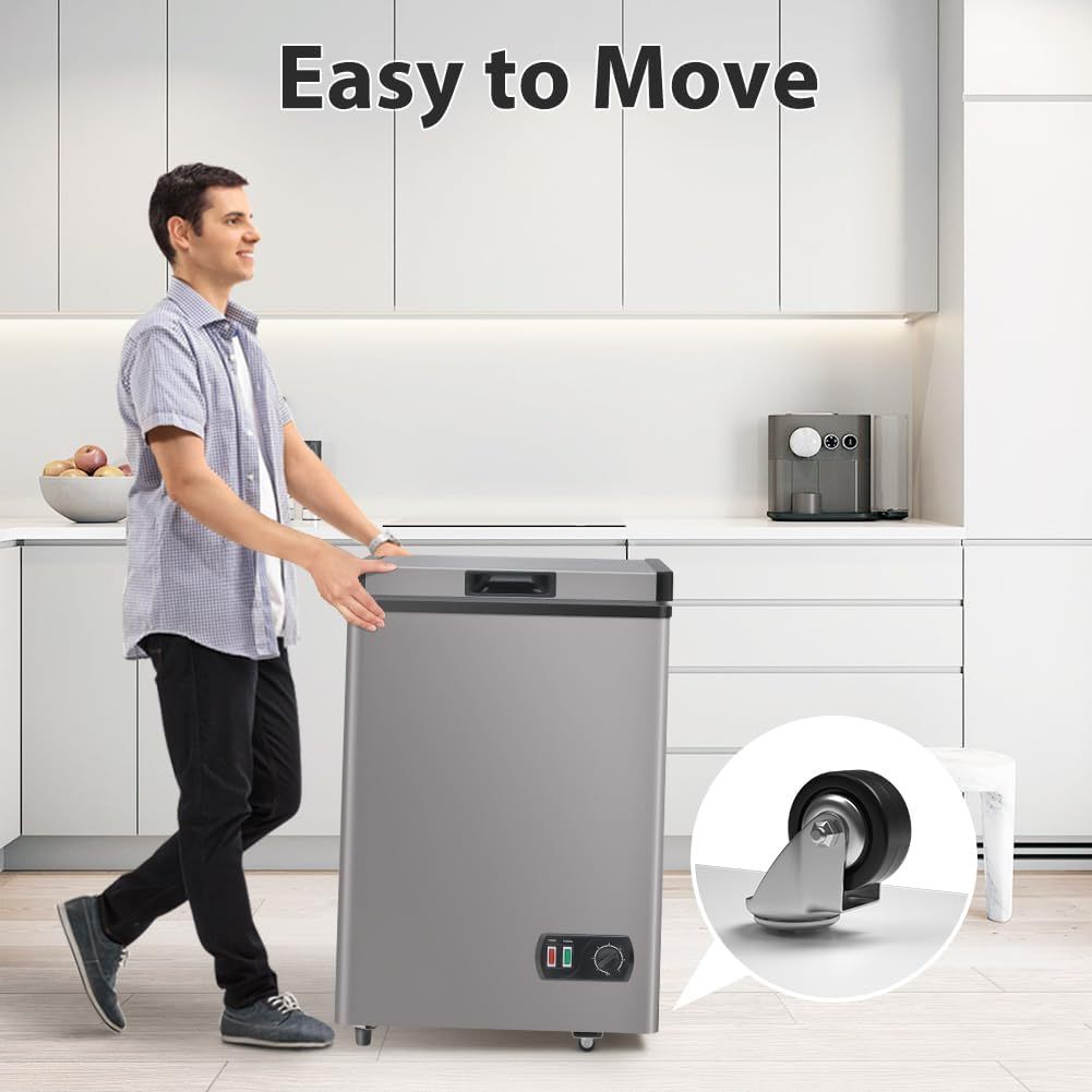 Congelador de pecho pequeÃ±o, 3.8 pies cÃºbicos, puerta superior con cesta extraÃ­ble