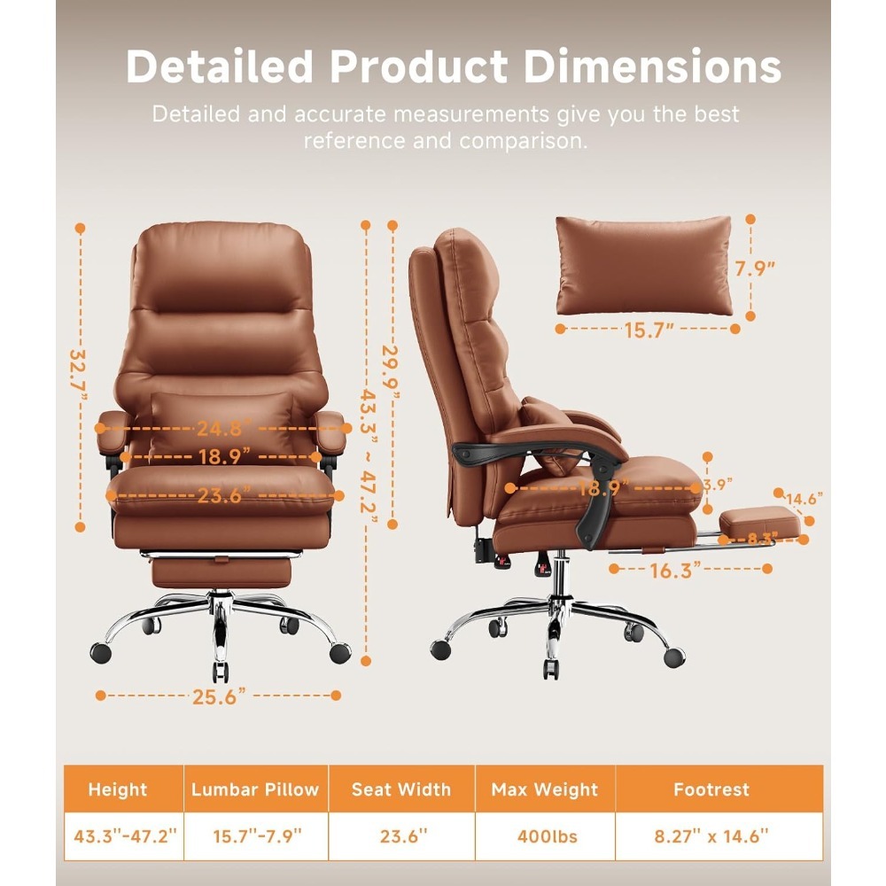 Silla de oficina, silla de escritorio para personas grandes y altas, silla de oficina ergonómica