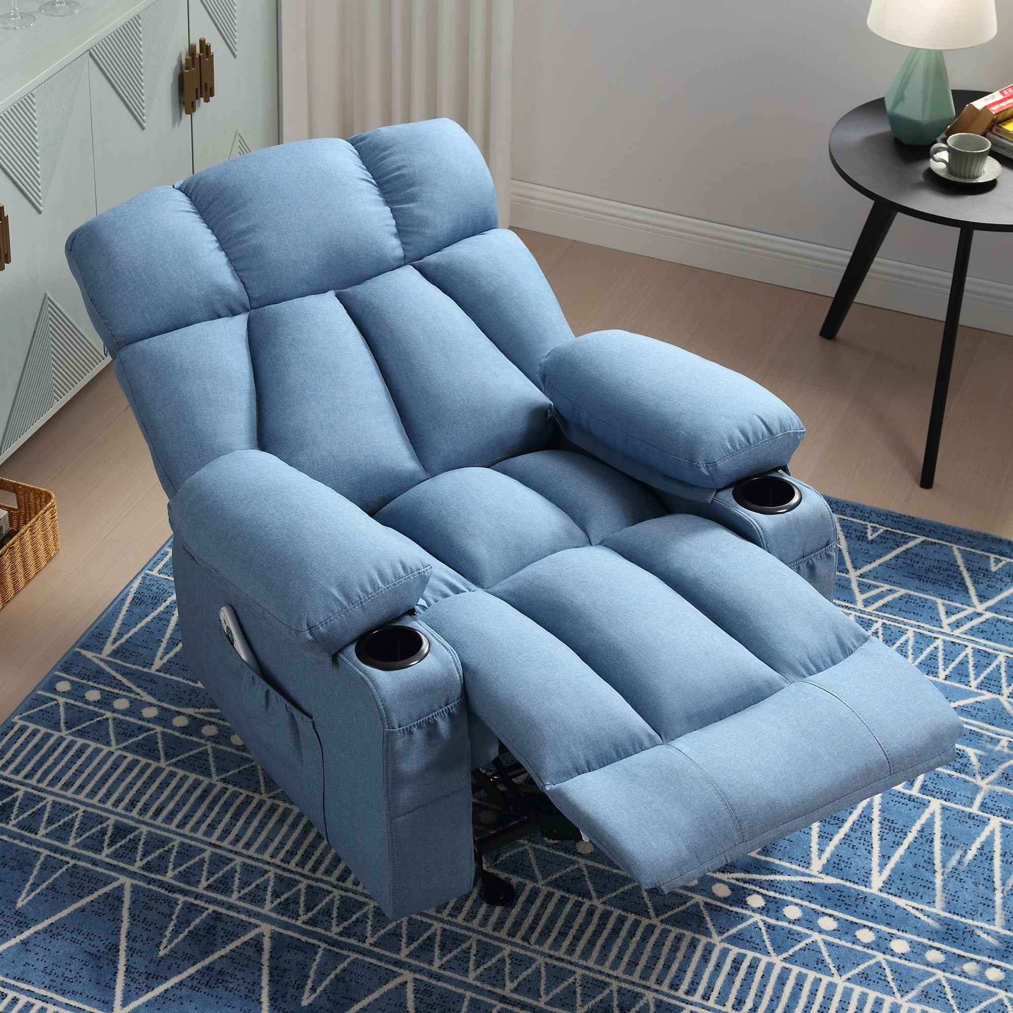 Sillón reclinable manual con terapia de calor y función de masaje, sillón de masaje con mecanismo reclinable de alta resistencia