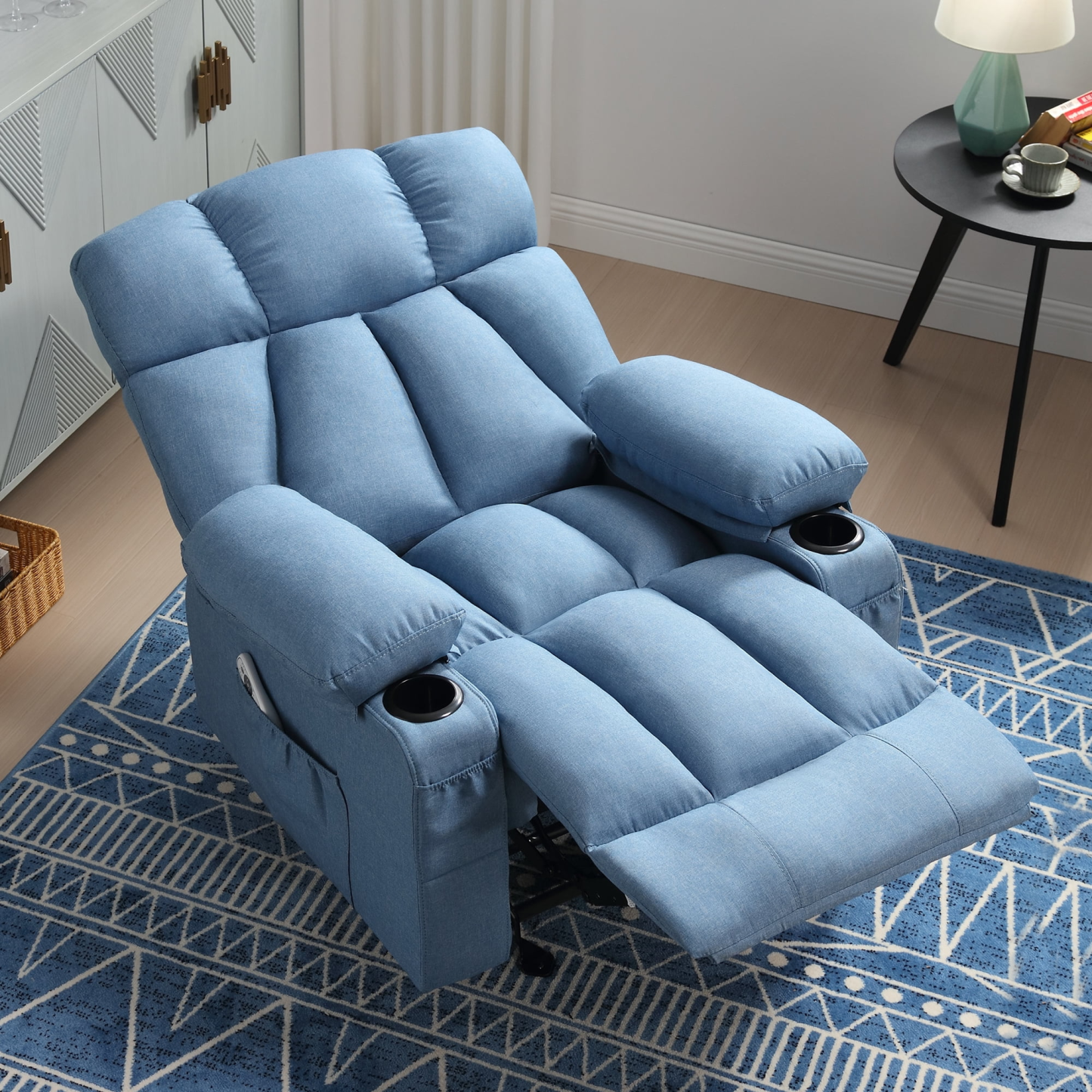 Sillón reclinable manual con terapia de calor y función de masaje, sillón de masaje con mecanismo reclinable de alta resistencia