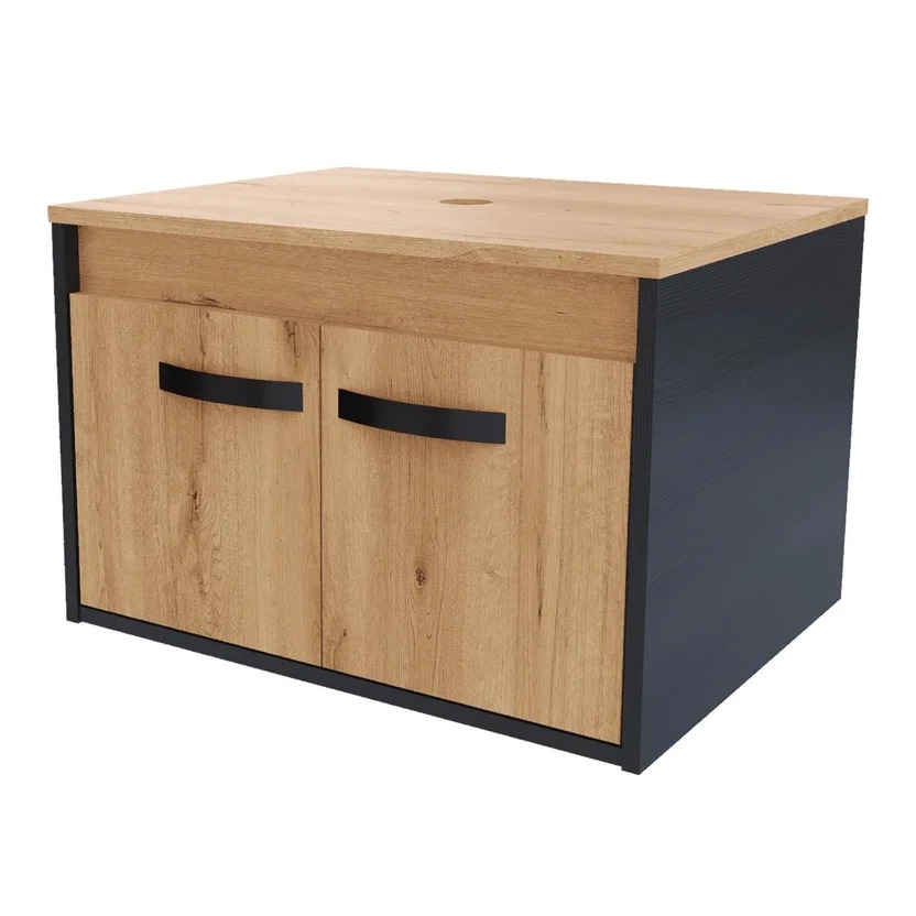 Combo Sanitario Tao Dual, Mueble De Baño Mesty, Lavamanos Vessel, Grifería Monocontrol y Accesorios Negros