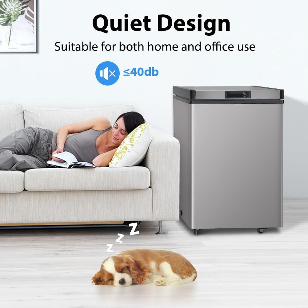 Congelador de pecho pequeÃ±o, 3.8 pies cÃºbicos, puerta superior con cesta extraÃ­ble