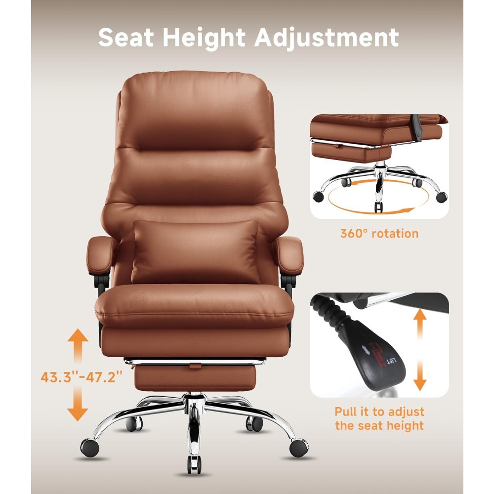 Silla de oficina, silla de escritorio para personas grandes y altas, silla de oficina ergonómica