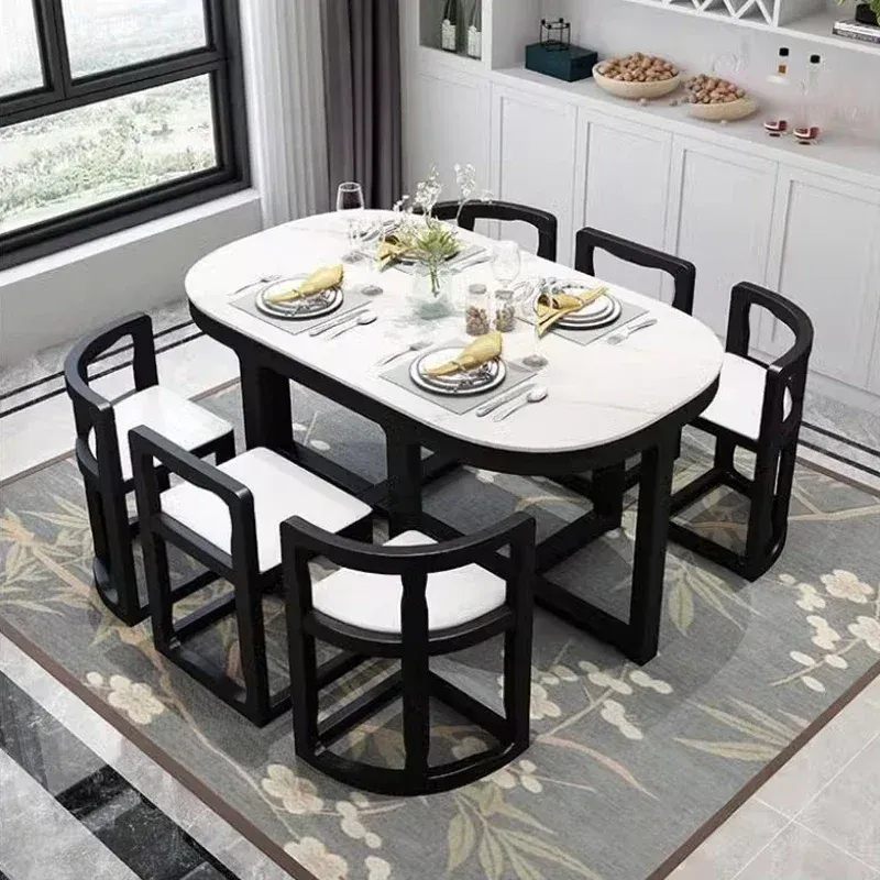 Mesa de comedor organizadora de madera maciza, mesa de comedor de diseño antiguo nórdico