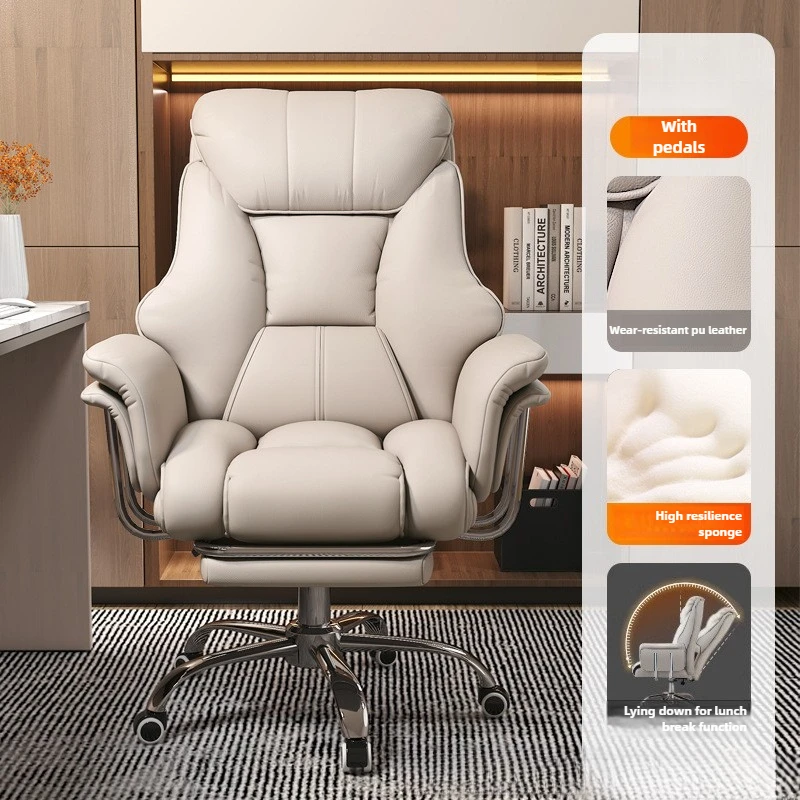 Sillón ejecutivo minimalista — Silla de oficina y ordenador, cómoda para uso sedentario.