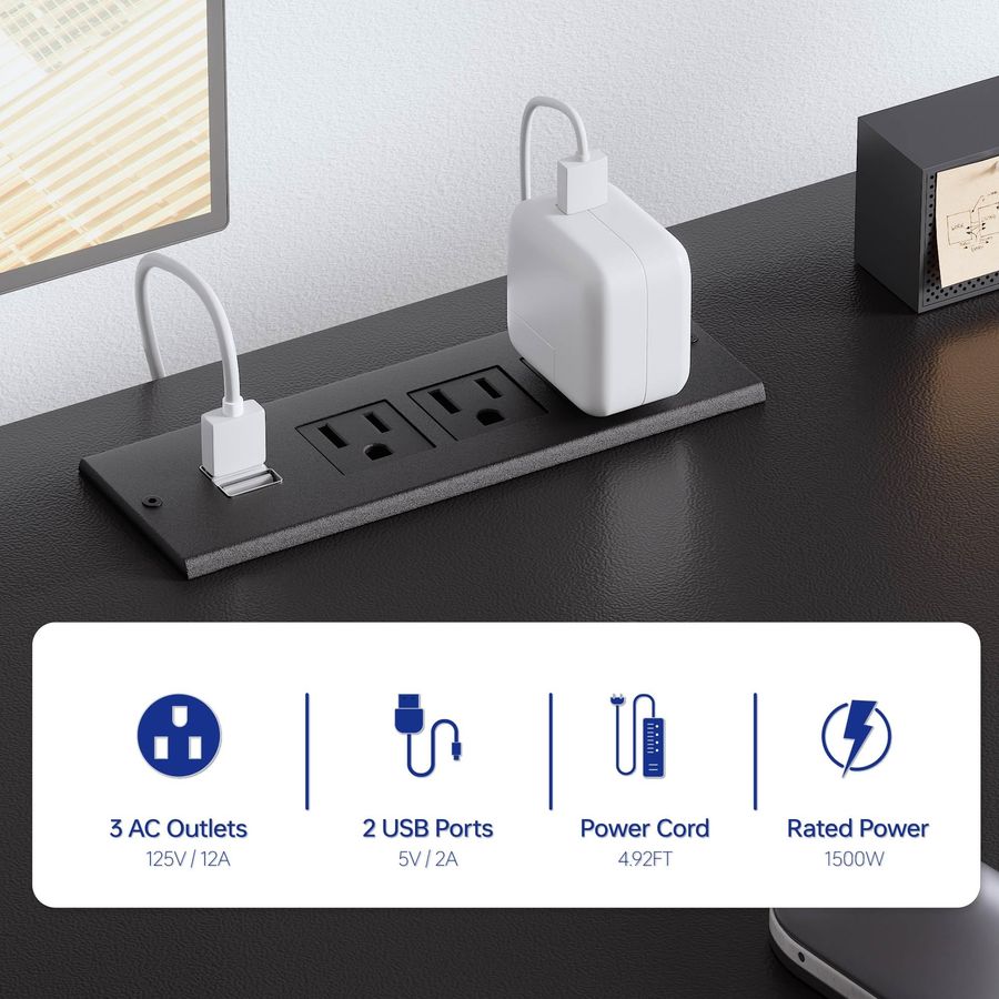 Escritorio para computadora de 47 pulgadas con 8 cajones de tela