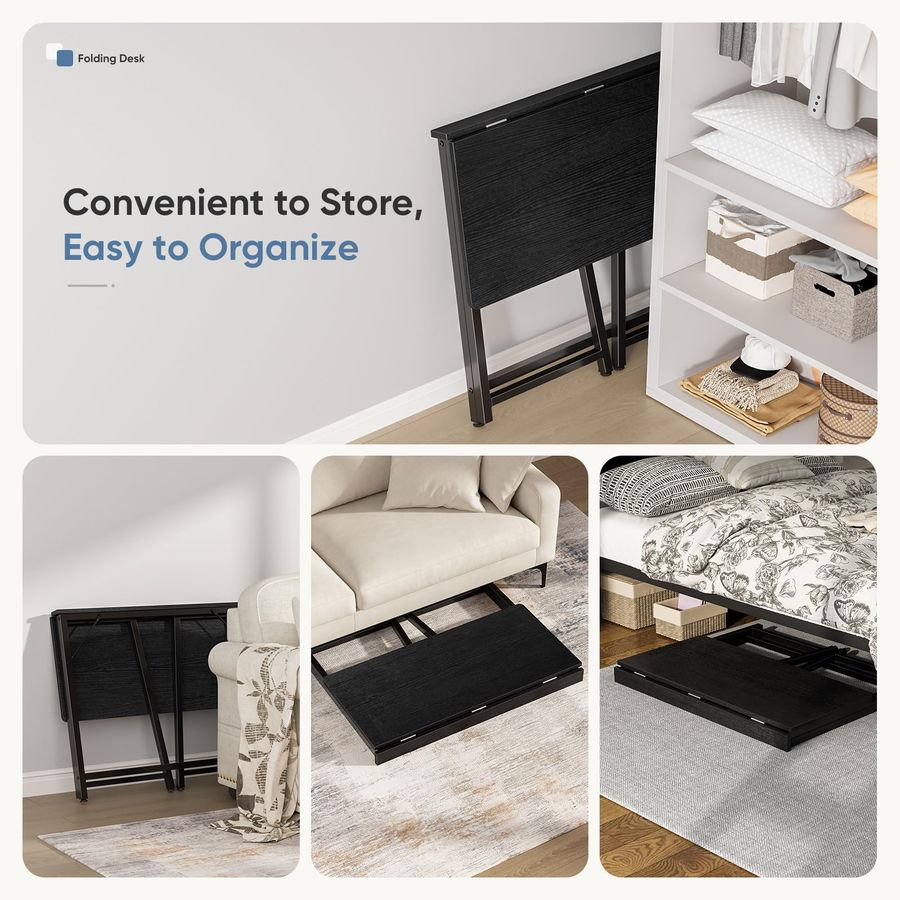 Escritorio plegable de 31,5 pulgadas, mesa para ordenador plegable para espacios pequeños