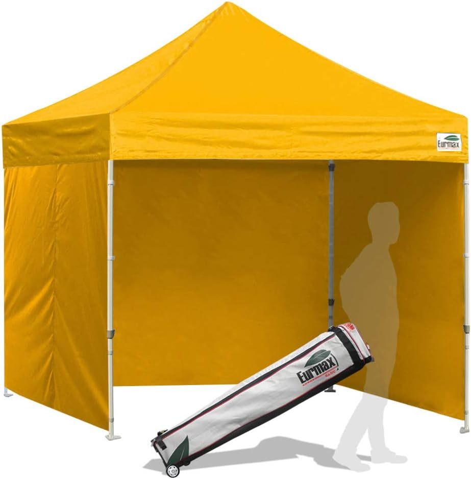 Carpa comercial instantánea con dosel emergente de 8'x8' con 4 paredes laterales extraíbles con cremallera y bolsa con ruedas, además de 4 bolsas de arena adicionales.