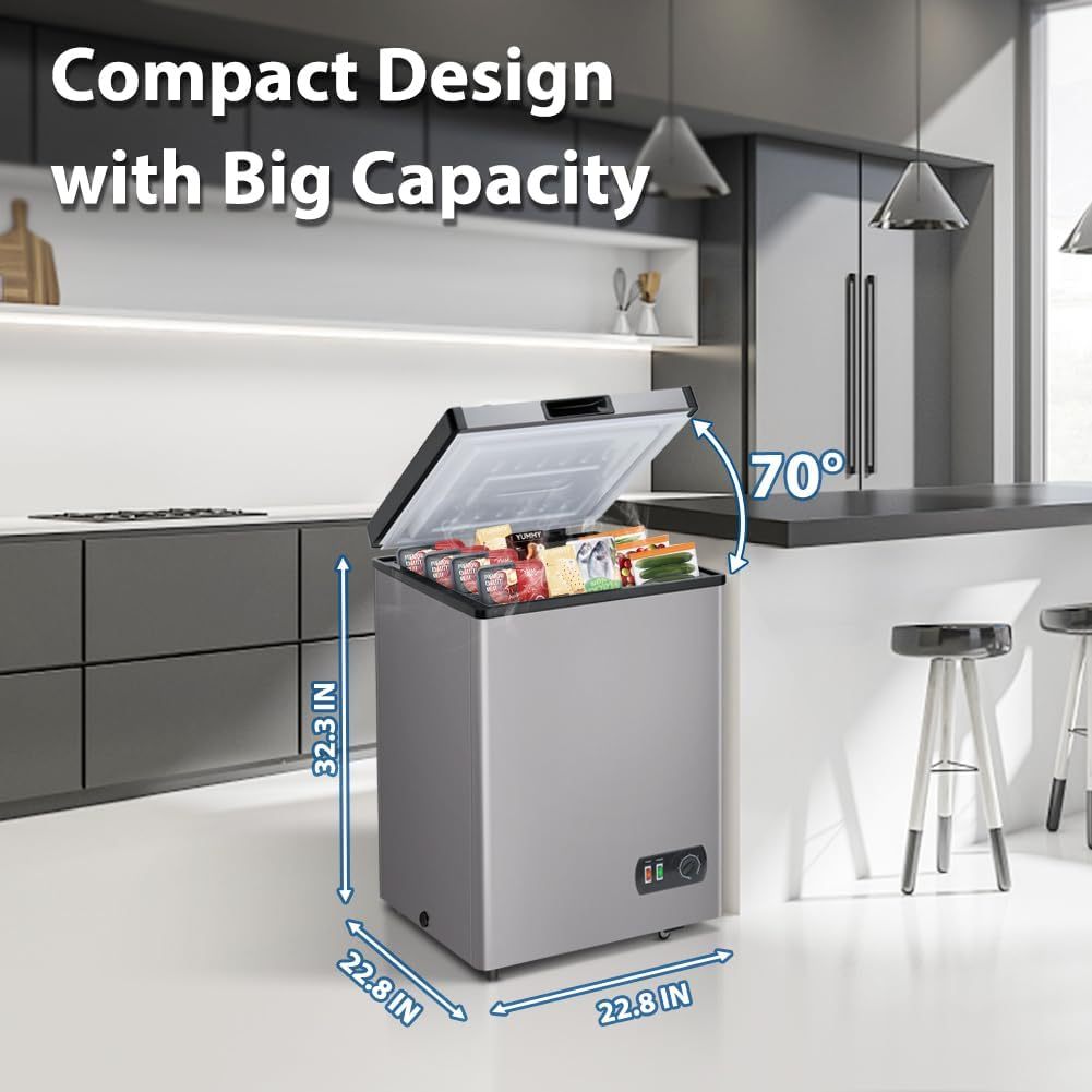 Congelador de pecho pequeÃ±o, 3.8 pies cÃºbicos, puerta superior con cesta extraÃ­ble