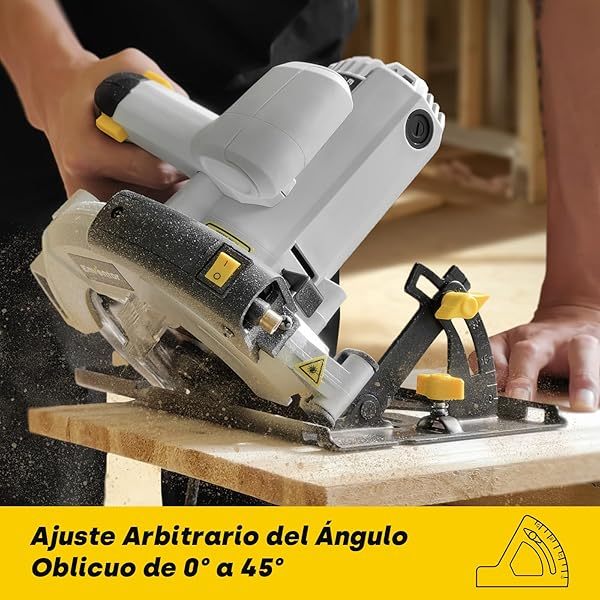 Sierra Circular 1200W, Sierra Circular de Mano 5800RPM, 2 Hojas de Sierra de 24T+40T(Ø185mm), Corte 62mm(90°)/42mm(45°), Guía Láser, para Cortar Madera, Metal Blando, Plástico