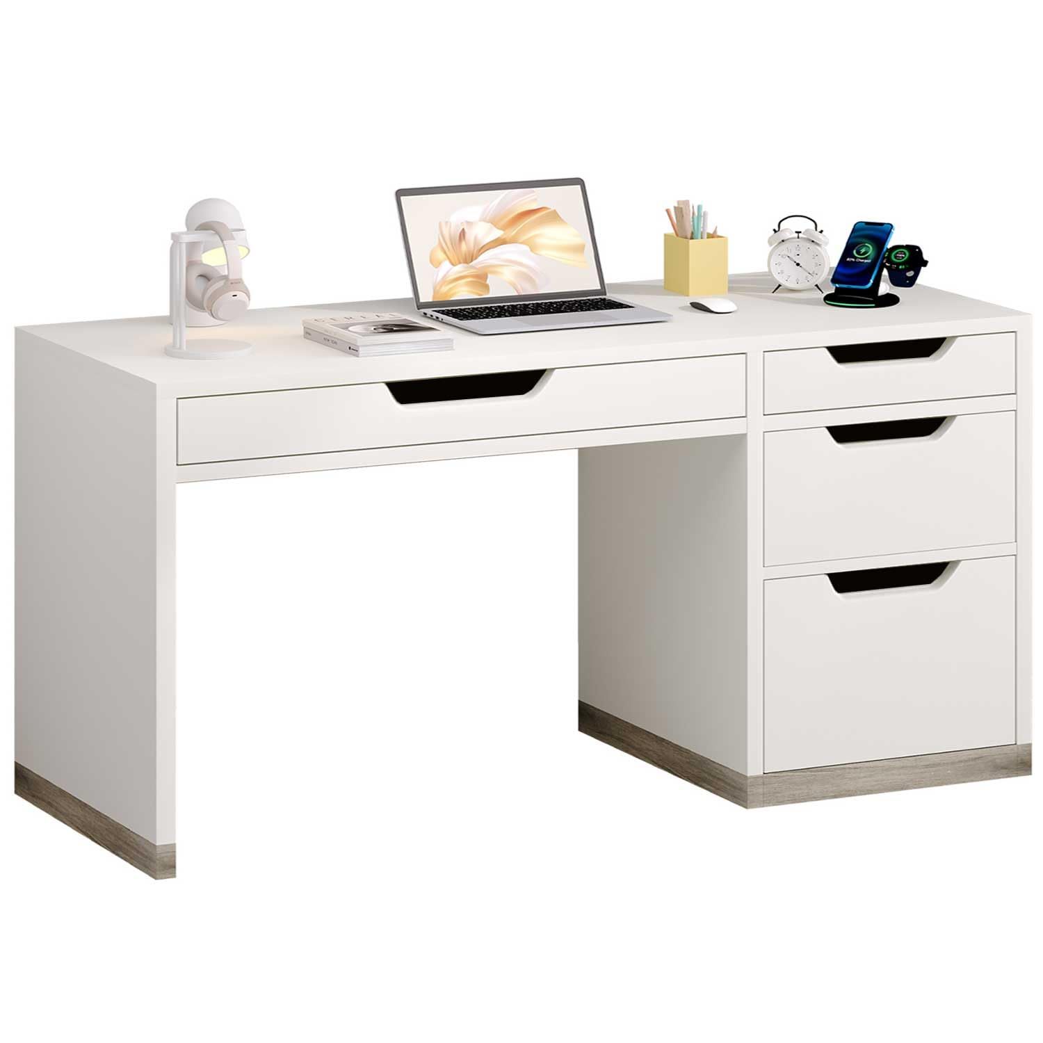Escritorio de 52 pulgadas con 4 cajones — Escritorio compacto para computadora, ideal para espacios pequeños