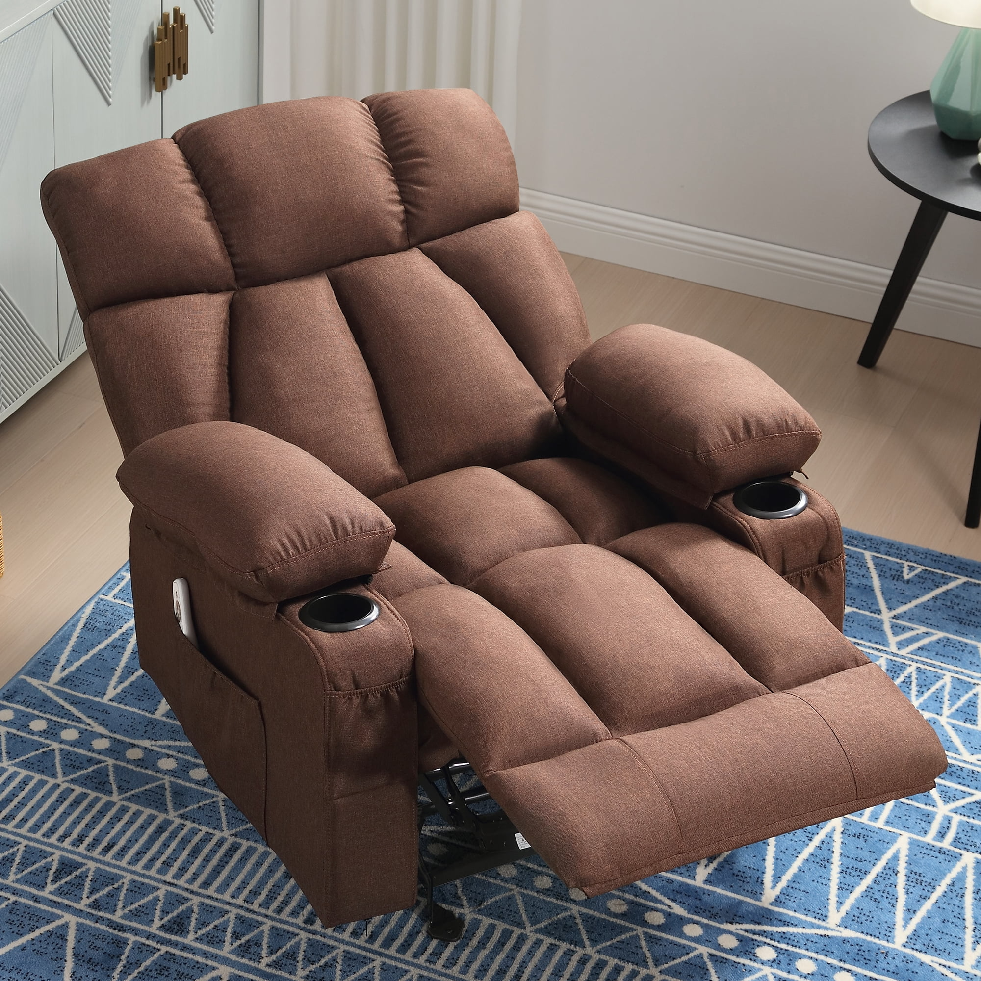 Sillón reclinable manual con terapia de calor y función de masaje, sillón de masaje con mecanismo reclinable de alta resistencia