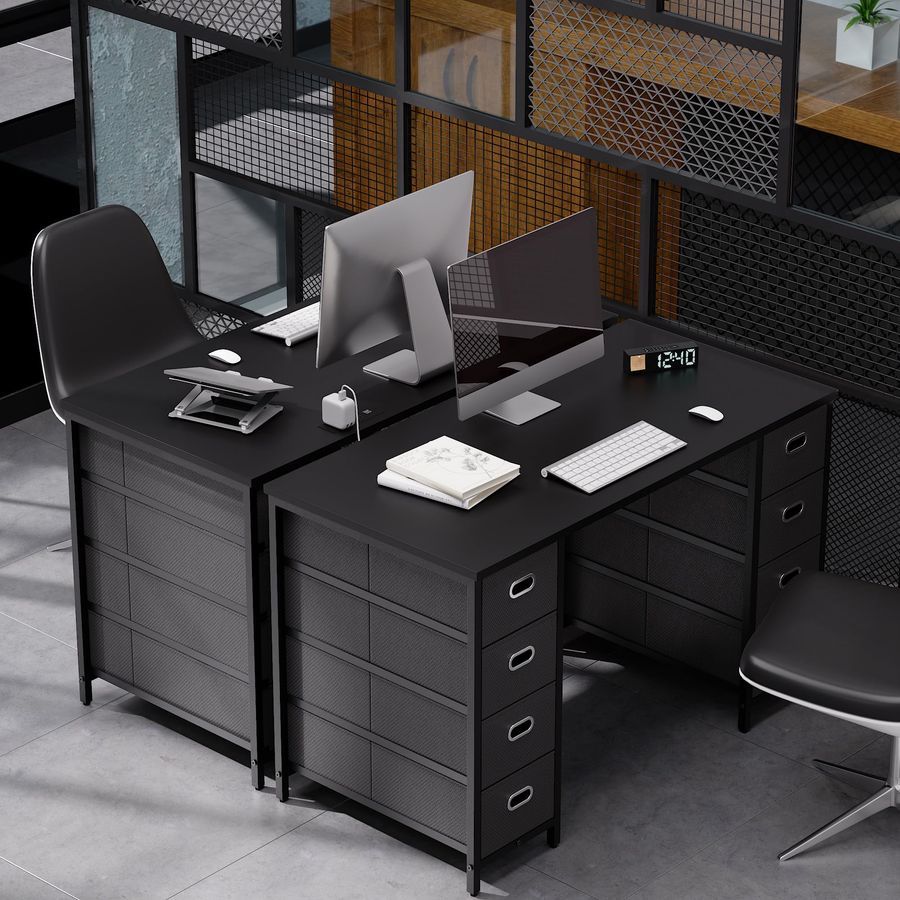 Escritorio para computadora de 47 pulgadas con 8 cajones de tela