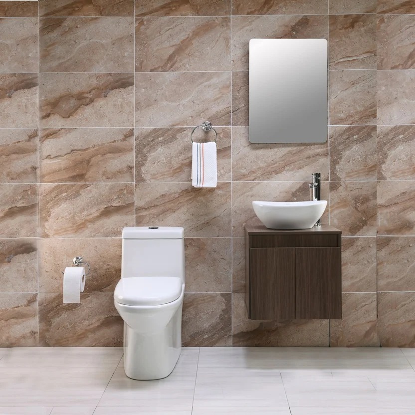 Combo Sanitario Tao Dual, Mueble De Baño Mesty, Lavamanos Vessel, Grifería Monocontrol y Accesorios Negros