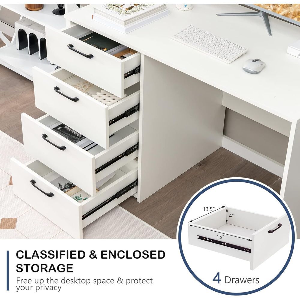 Escritorio contemporáneo de 4 cajones para oficina en casa