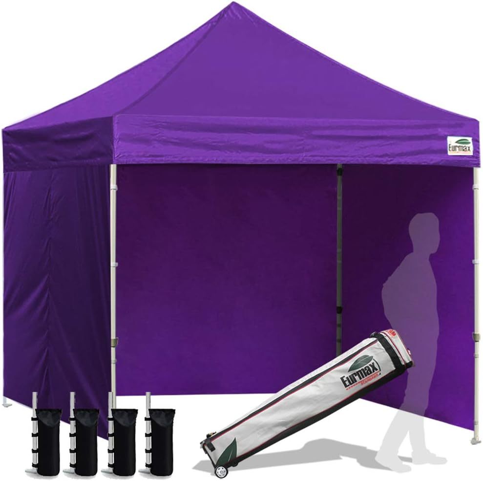 Carpa comercial instantánea con dosel emergente de 8'x8' con 4 paredes laterales extraíbles con cremallera y bolsa con ruedas, además de 4 bolsas de arena adicionales.